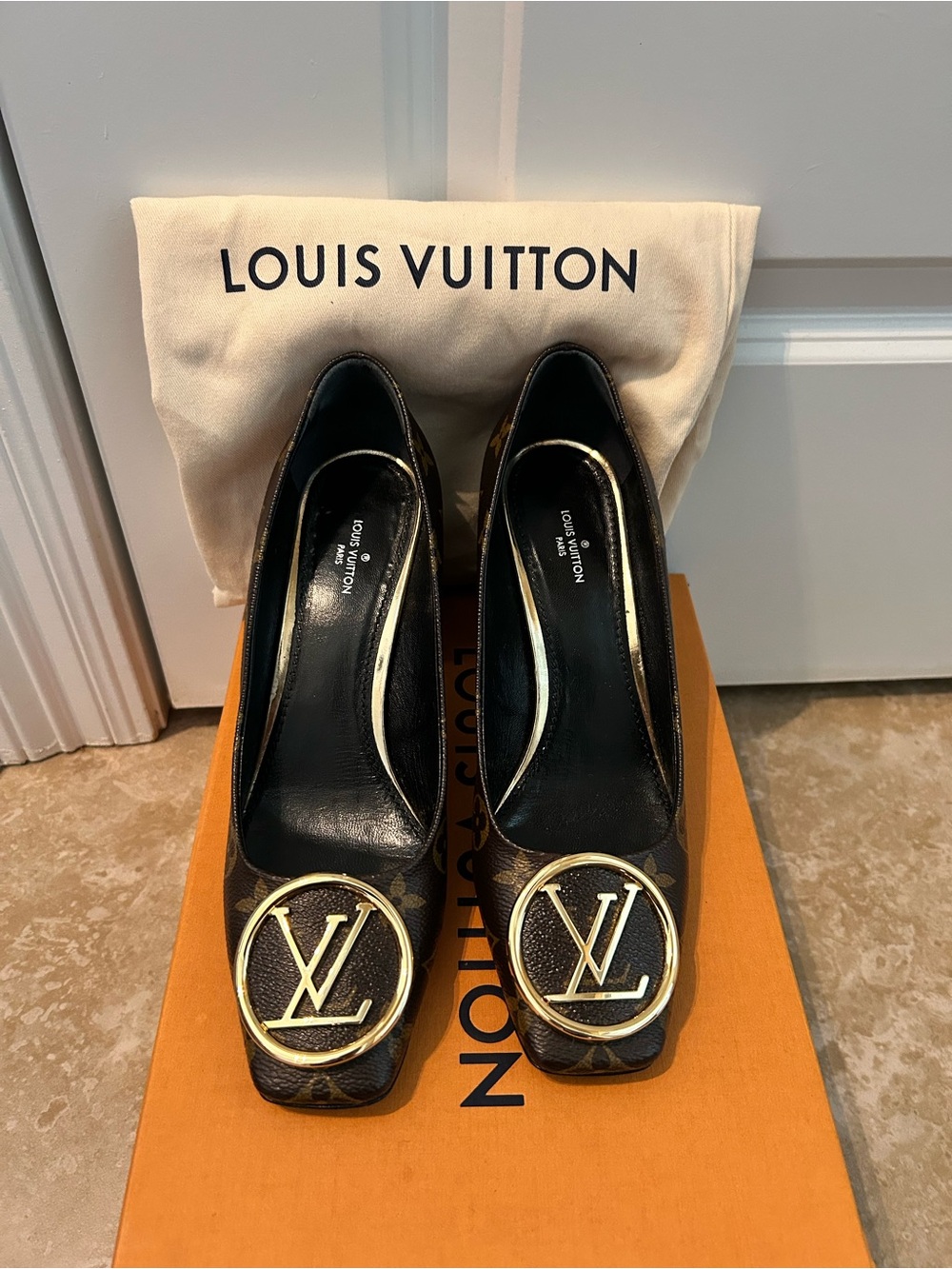 Louis Vuitton Madeline Brown Monogram Logo Pump - Brown
